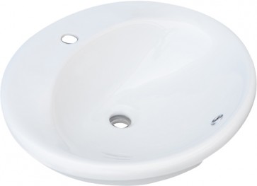 Lavabo sopra-piano con foro rubinetto cm 57x49 bianco