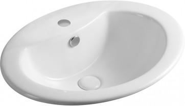 Lavabo sopra-piano con foro rubinetto ls66 cm 56 x 46 bianco