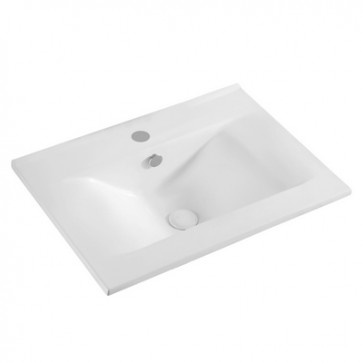 Lavabo sopra-piano con foro rubinetto cm 62x46 bianco