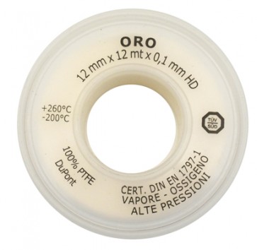 Nastro ptfe oro 12mm x 12mt x 0.10mm oro