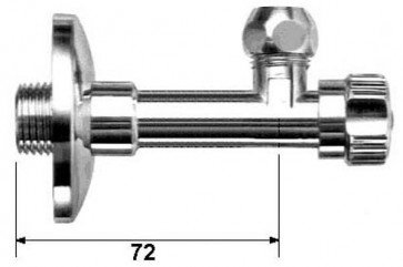 Rubinetto ad angolo con rosone e dado conico corto 1/2 x 3/8