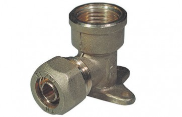 Gomito a 90° femmina con flangia per tubo cobra-pex 1/2 x 15