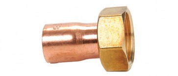 Mezzo bocchettone rame ff con dado girevole 1/2 x 12