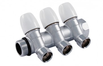 Collettore di distribuzione "maxima" con rubinetti d' arresto 3/4 x 1/2