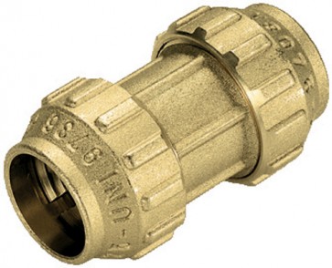 Raccordo diritto doppio in ottone tiemme diam. 25