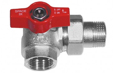 Valvola a sfera squadra per collettori maniglia rossa 1" dx