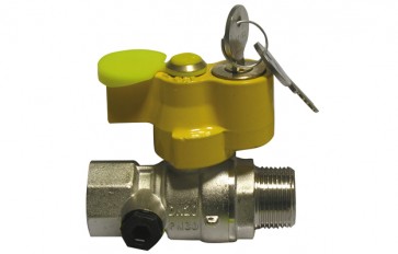 Valvola a sfera gas mf con serratura e presa pressione 3/4"