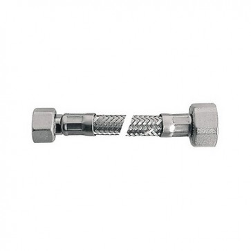 Flessibile inox mod. Lux normale cm. 10 con teflon e guarnizione ff 1/2 x 1/2