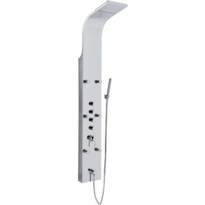 Parete attrezzata multifunzione mod. niagara inox lucido acciaio inox lucidato