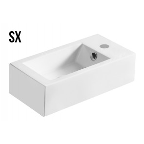 Lavabo da appoggio rettangolare cm 50 x 25.5 vasca a destra