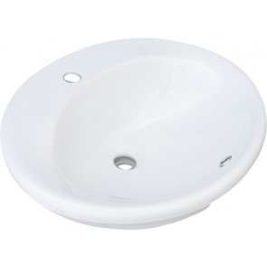 Lavabo sopra-piano con foro rubinetto cm 57x49 bianco