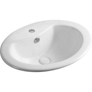 Lavabo sopra-piano con foro rubinetto ls66 cm 56 x 46 bianco