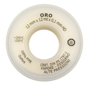 Nastro ptfe oro 12mm x 12mt x 0.10mm oro