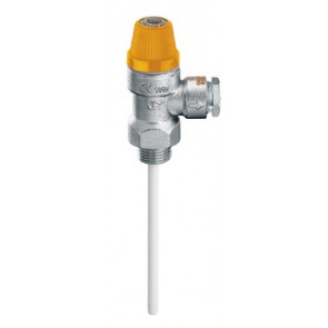 Valvola di sicurezza combinata temperatura e pressione m 1/2" x diam. 15 6 bar