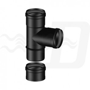 Raccordo a tee 90° ffm + tappo cieco pellet smaltato diam. 100