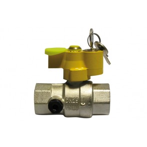 Valvola a sfera gas ff con serratura e presa pressione 1"