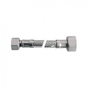 Flessibile inox mod. Lux normale cm. 10 con teflon e guarnizione ff 3/8 x 3/8